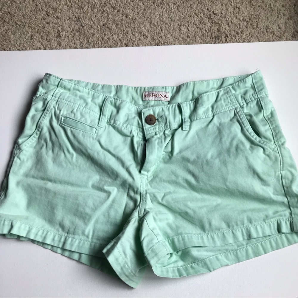 Mint green cotton shorts